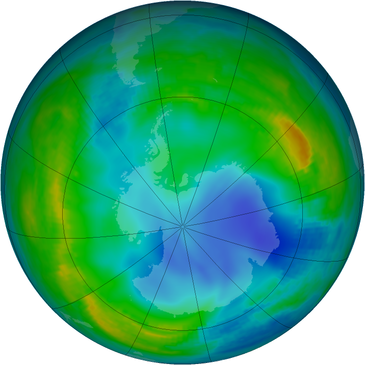 Antarctic ozone map for 02 June 1987